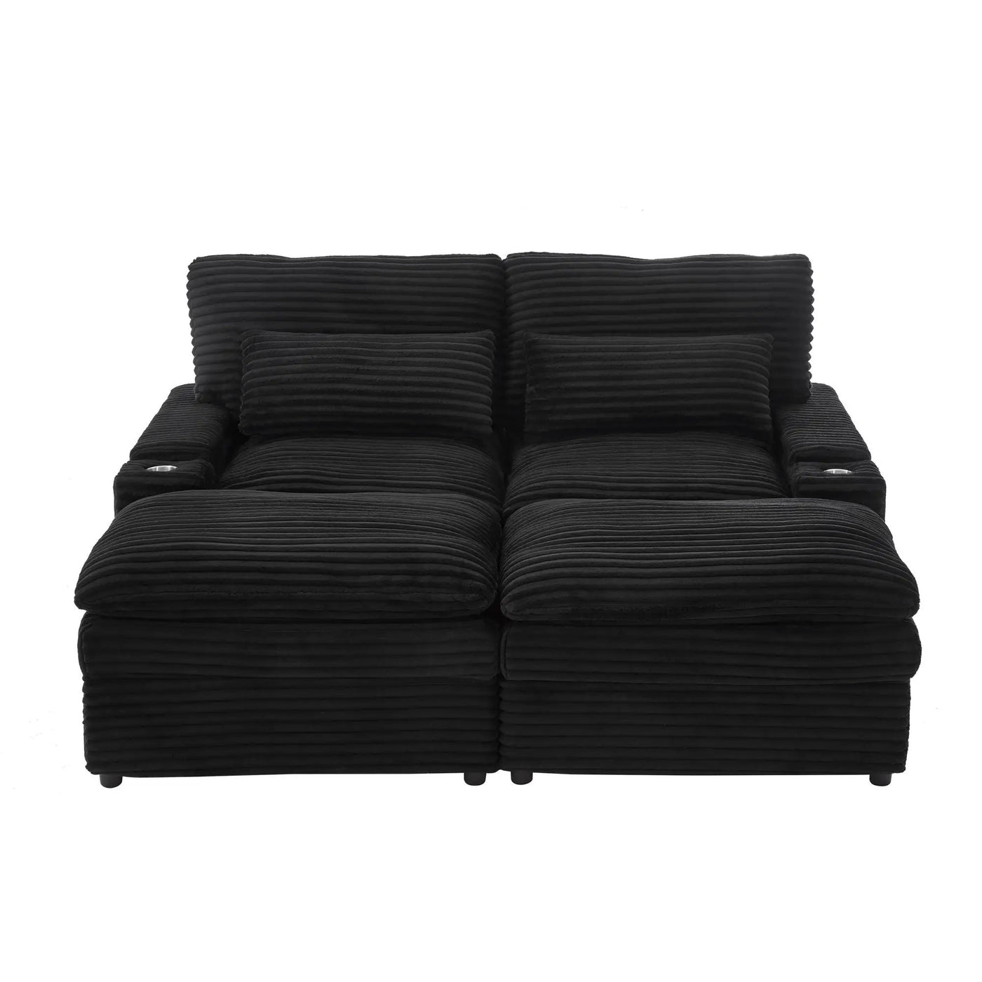 Convertible Loveseat Sofa With Storage, USB Ports, Cup Holders by Unique Piece Furniture