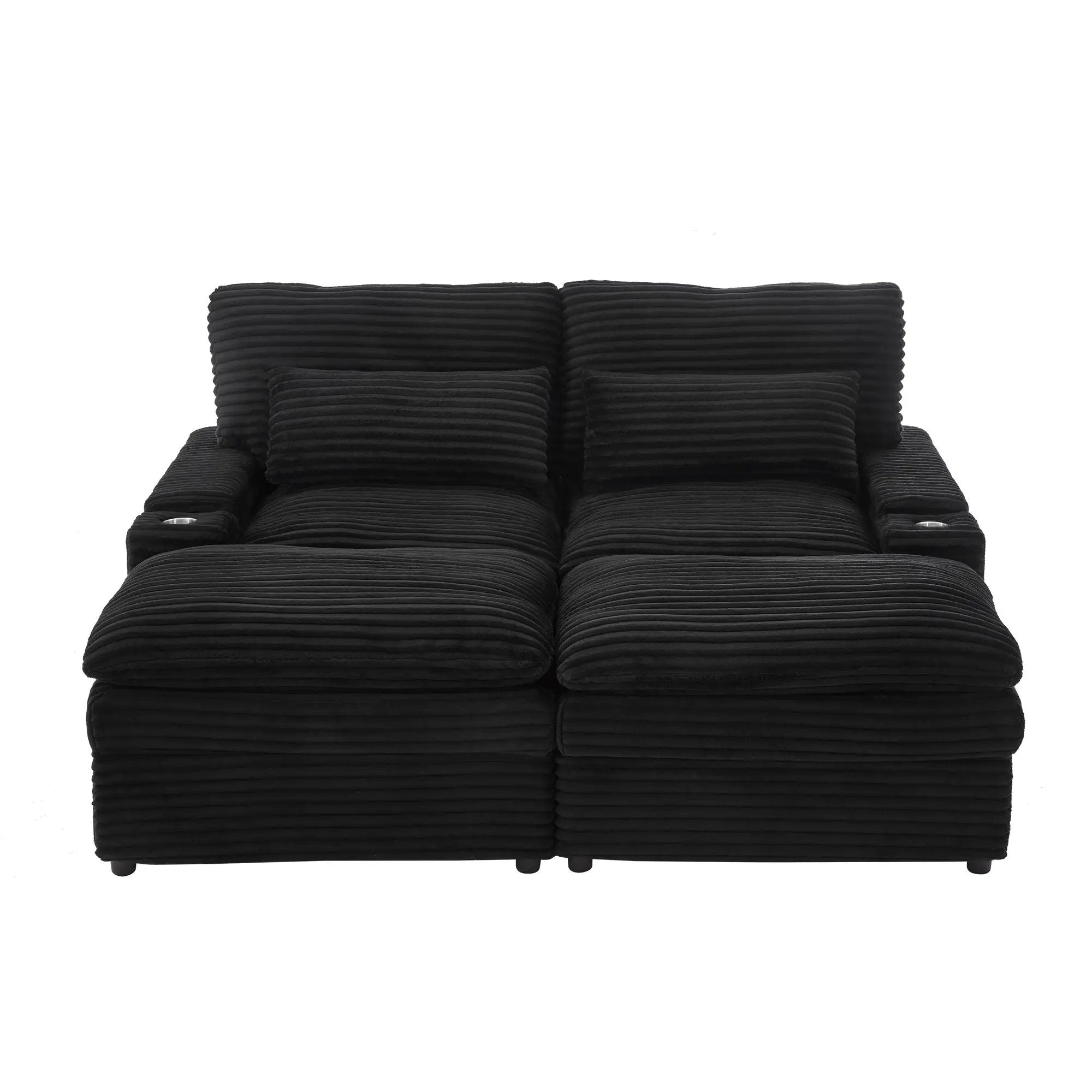 Convertible Loveseat Sofa With Storage, USB Ports, Cup Holders by Unique Piece Furniture