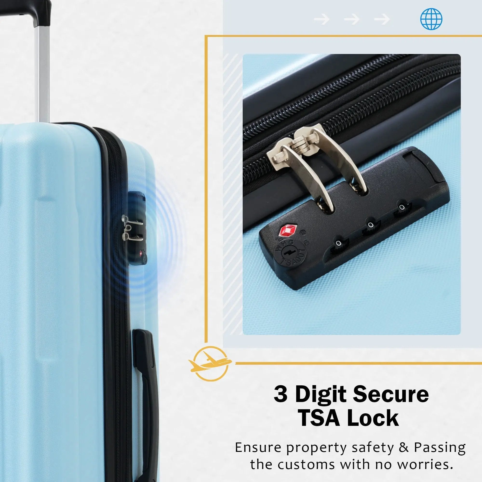 2 Piece Luggage Set With Bags Expanable Spinner Wheels ABS Lightweight Suitcase With Tsa Lock 20" / 24" by HouseOfZazla
