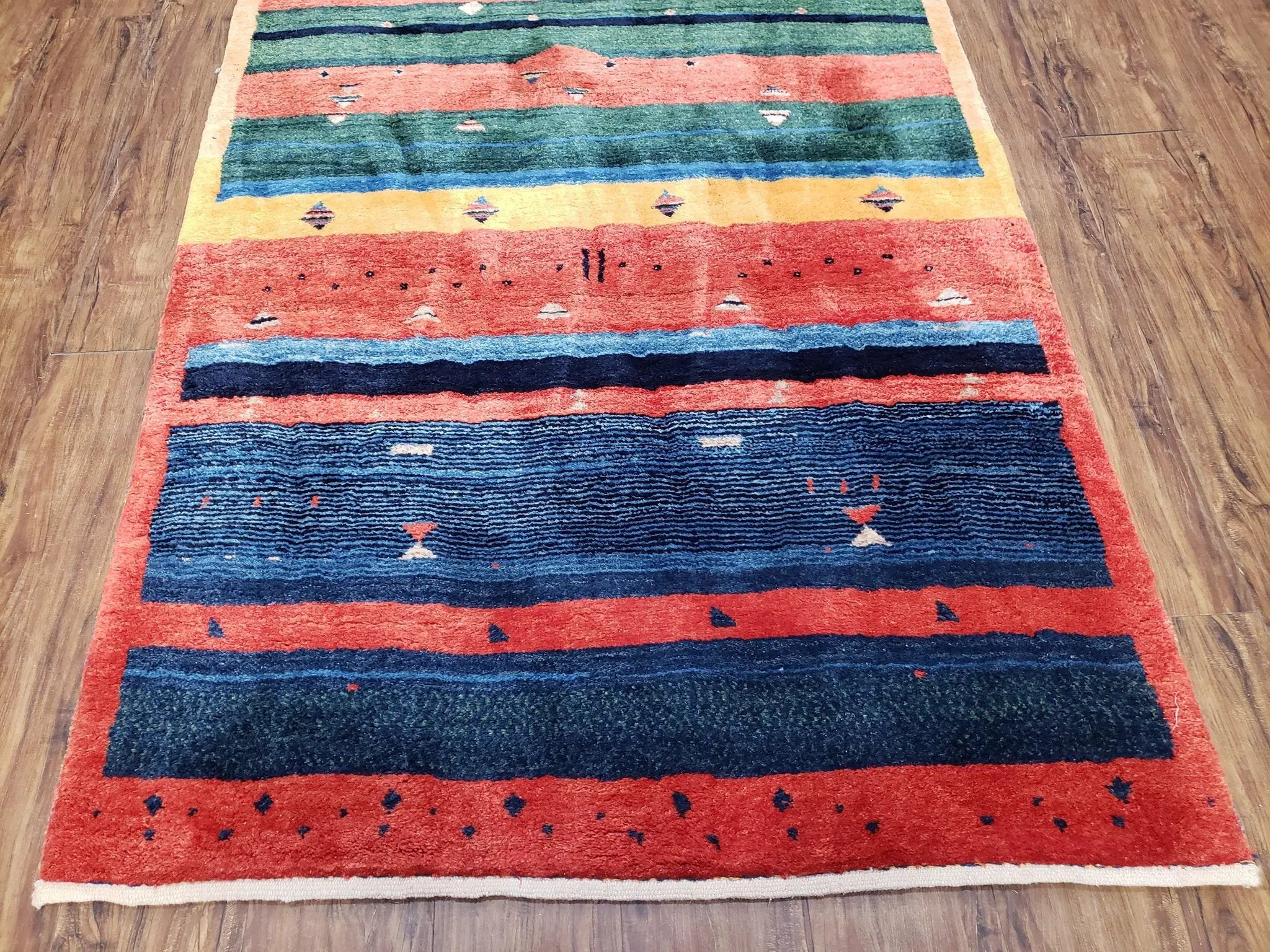 Colorful Persian Gabbeh Rug 4x6, Soft Pile, Colorful Rug, Handmade Hand Knotted Wool Carpet, Home Office Rug, Area Rug for Bedroom 4 x 6 ft by Jewel Rugs
