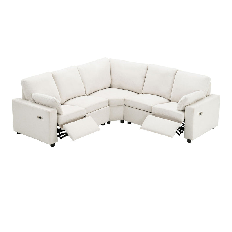 Power Recliner Sectional Sofa Home Theater Reclining Sofa With Two USB Ports, Two Storage Drawers For Living Room by HouseOfZazla