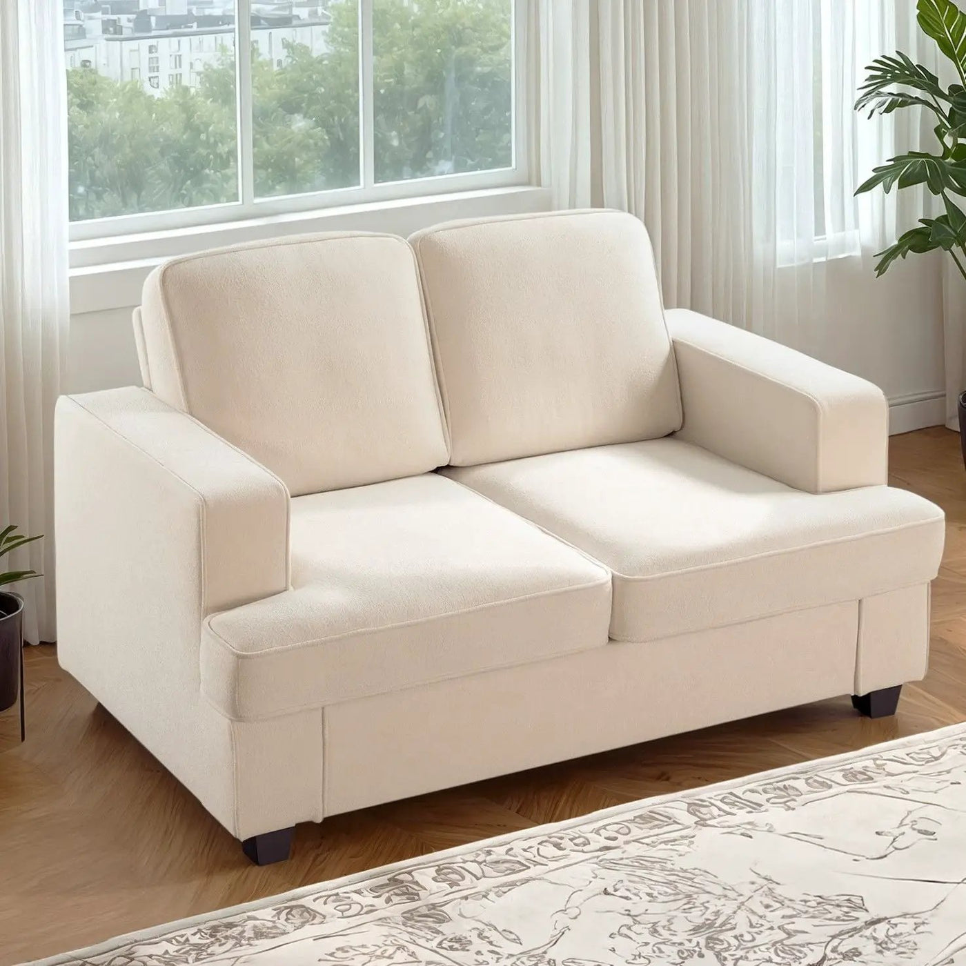 Modern Loveseat, Comfortable 2 Seater Couch With Deep Seating, Loose Back Cushions, Wide Arms by Unique Piece Furniture