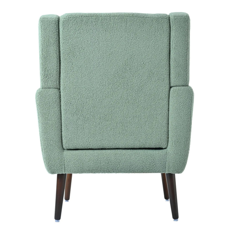 Modern Accent Chair, Teddy Fabric Living Room Chairs Comfy Reading Chair, Mid Century Accent Chair, Lounge Arm Chairs Armchair For Living Room Bedroom - Light Green by HouseOfZazla