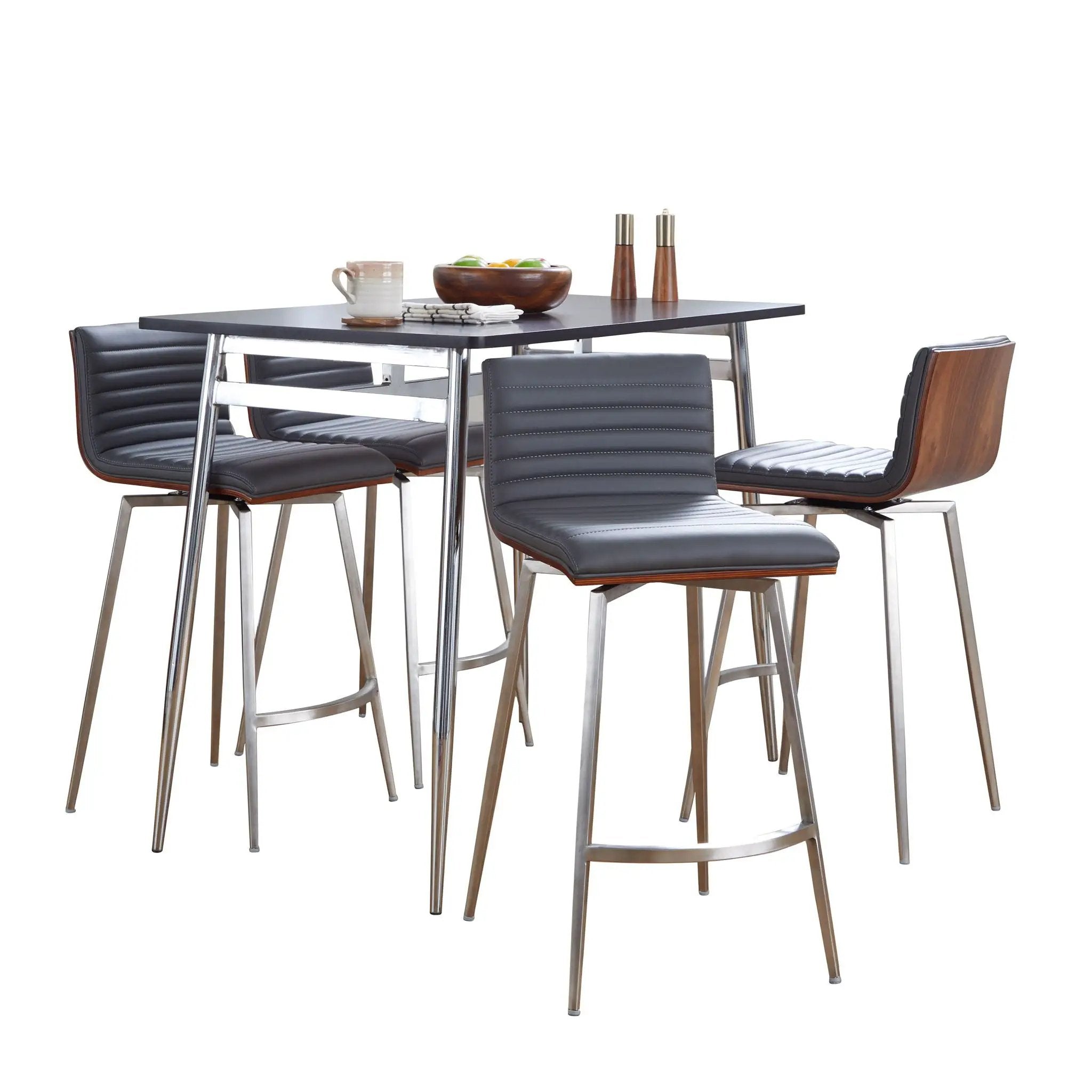 Marcel Mason - 5 Piece Swivel Contemporary Counter Height Dining Set by HouseOfZazla