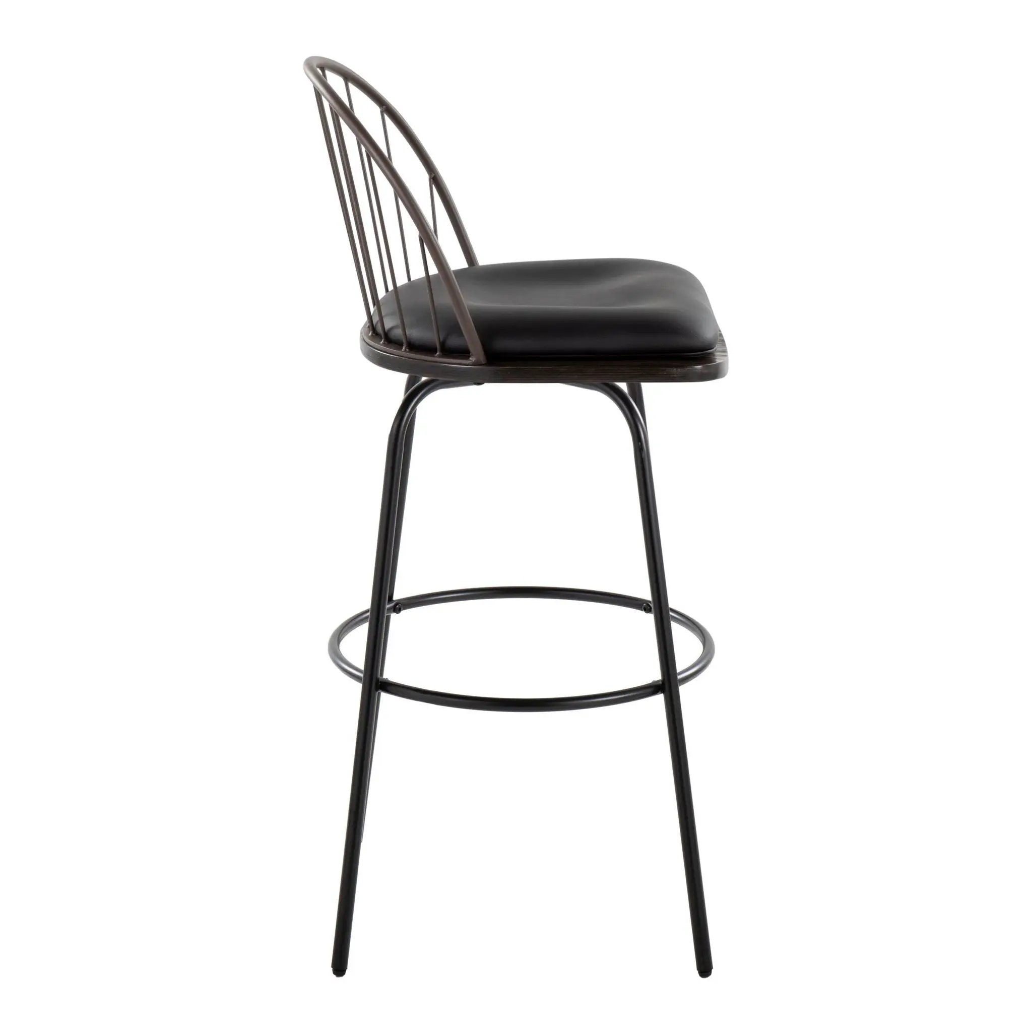 Riley - Claire Farmhouse Fixed Height Barstool With Swivel With Round Footrest (Set of 2) by Unique Piece Furniture