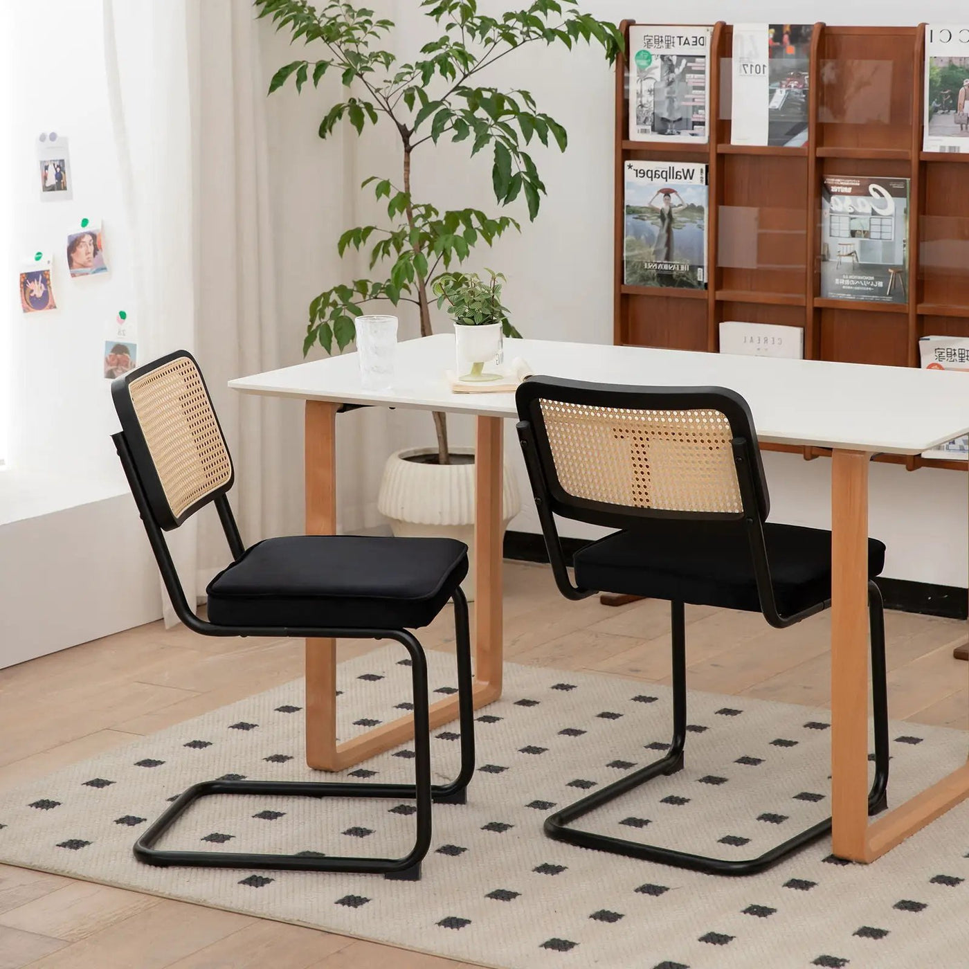 Rattan Side Accent Dining Chairs With Painted Legs (Set of 2) by Unique Piece Furniture