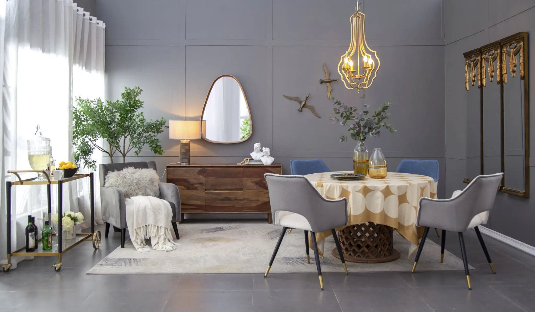 Irrgeular Mirror With Frame, Wall Mirror For Living Room Bathroom Entryway - Brown by Unique Piece Furniture