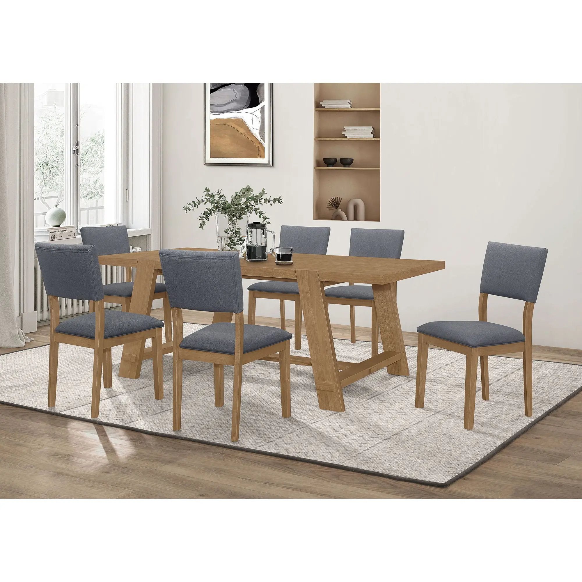 Modern Farmhouse Dining Set With Table And Chairs by HouseOfZazla