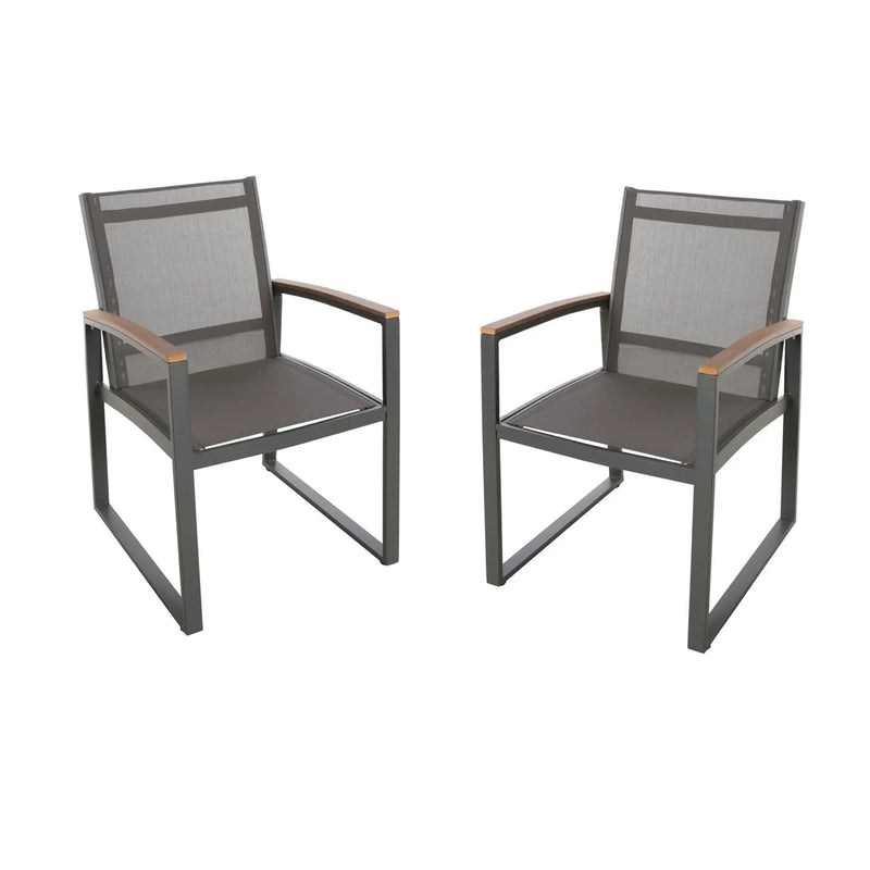 Aresha Metal Outdoor Dining Armchair (Set of 2) - Gray by HouseOfZazla