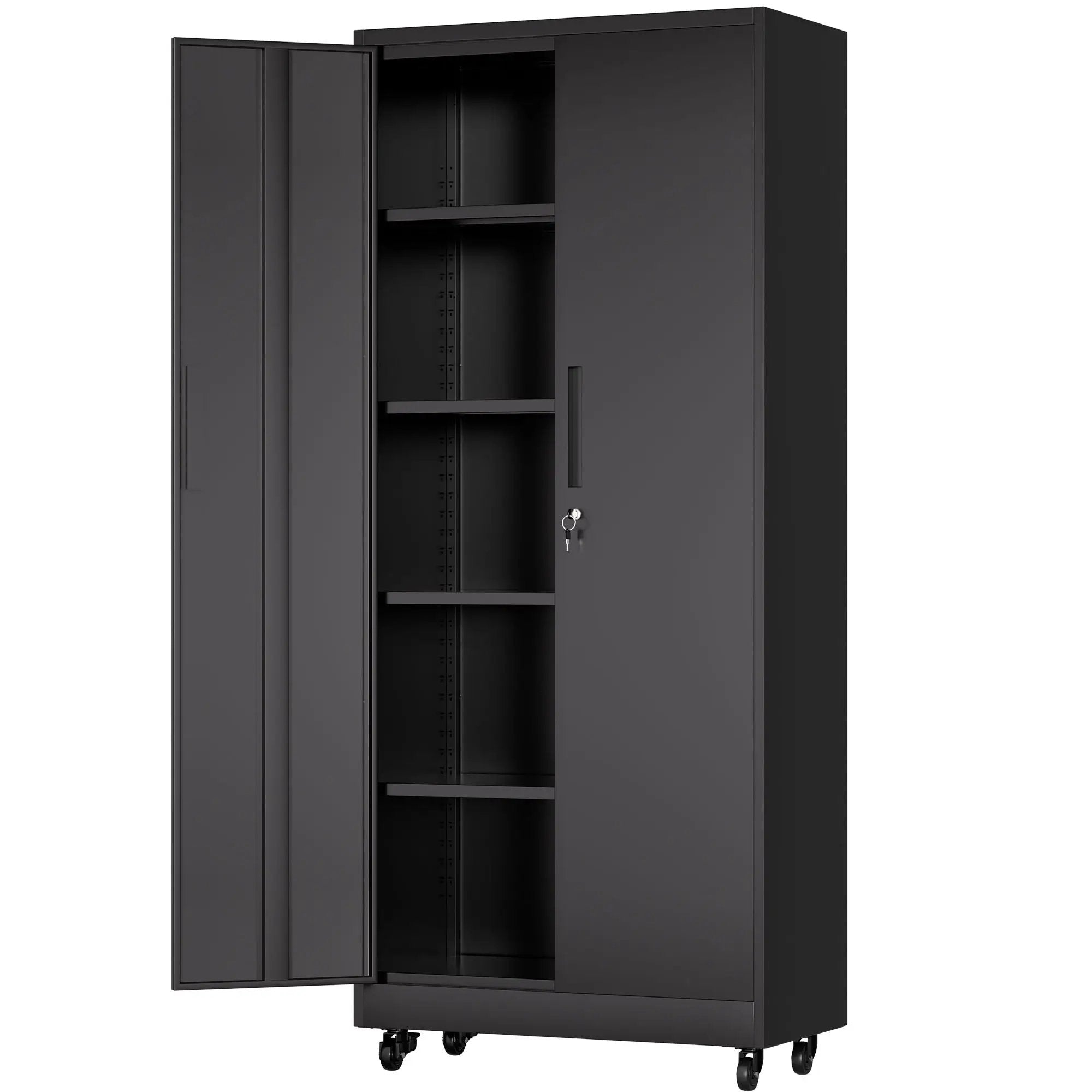 Heavy Duty Rolling Cabinet With Lock, Garage Storage Cabinet, 4 Adjustable Shelves For Tool Organization