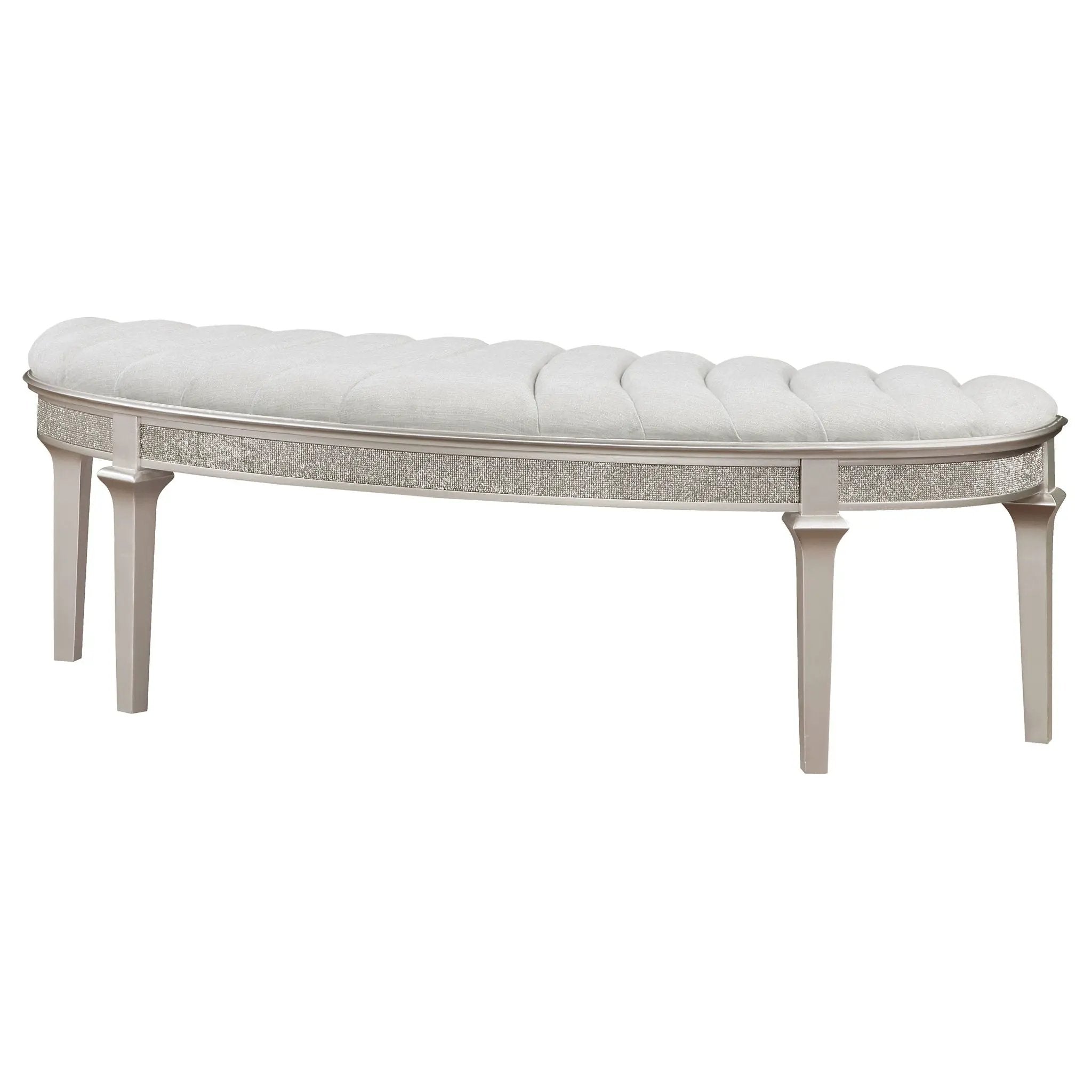 Colwood - Upholstered Curved With Channel Tufting And Slender Tapered Legs - Silver Gray by HouseOfZazla