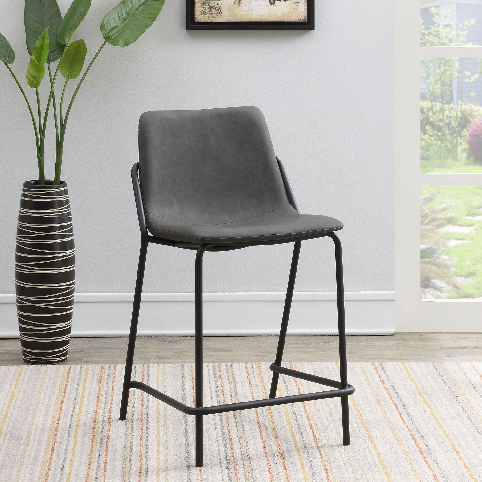 Counter Height Stools With Footrest (Set of 2) - Gray / Black by HouseOfZazla