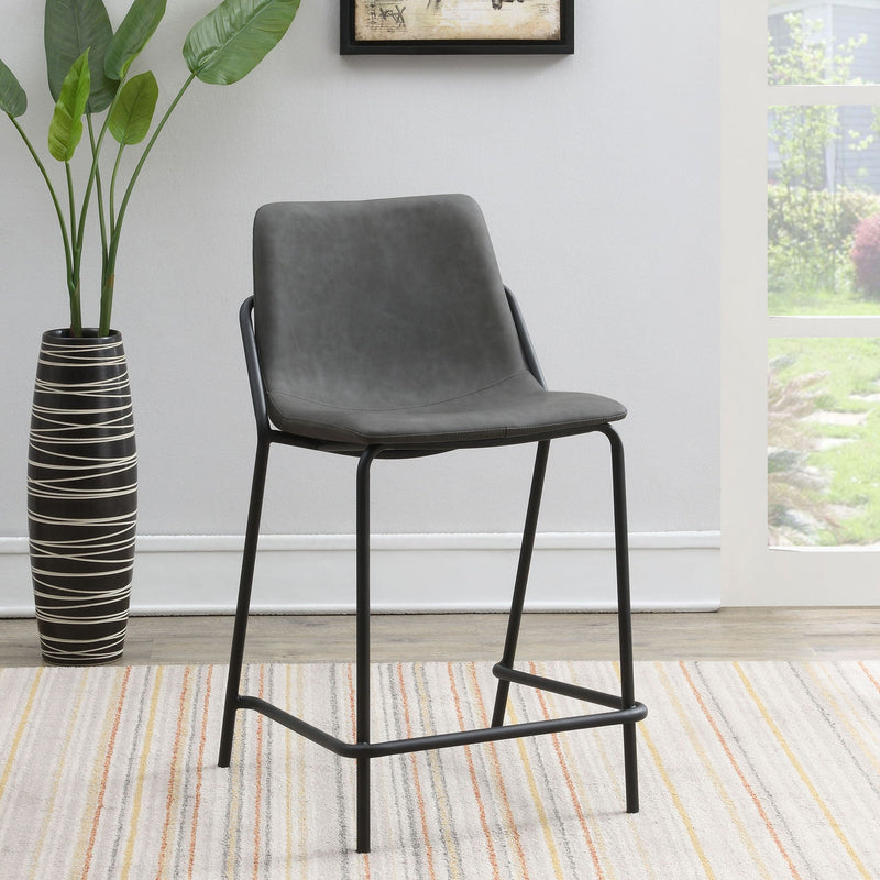 Counter Height Stools With Footrest (Set of 2) - Gray / Black by HouseOfZazla