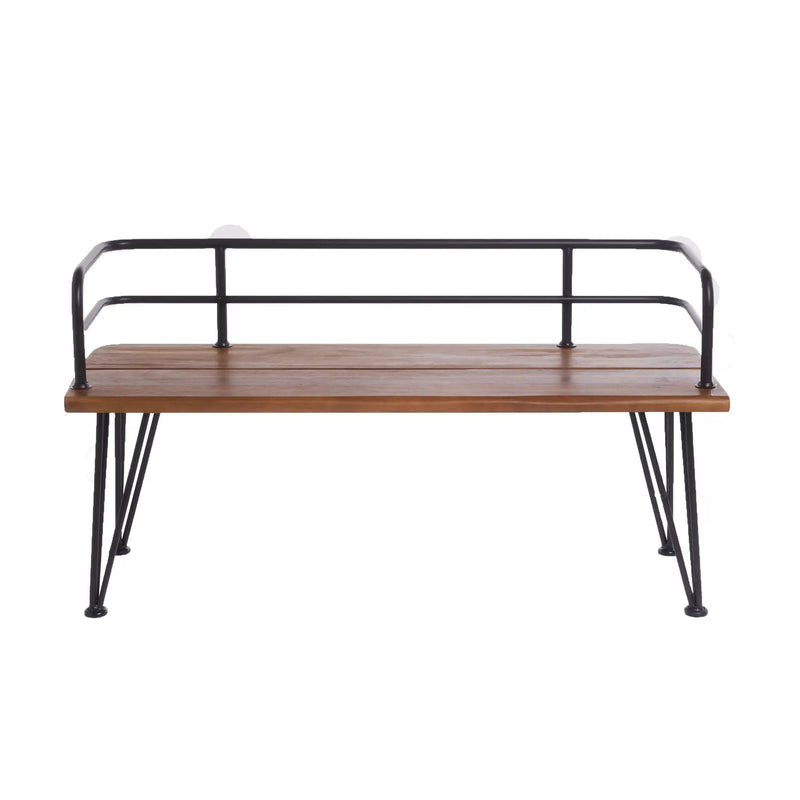 Outdoor Bench With Powder Coated Iron Frame - Teak by HouseOfZazla