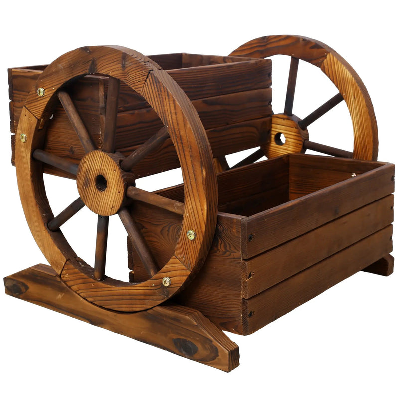 Wooden Wagon Planter Box with Wheels by HouseOfZazla