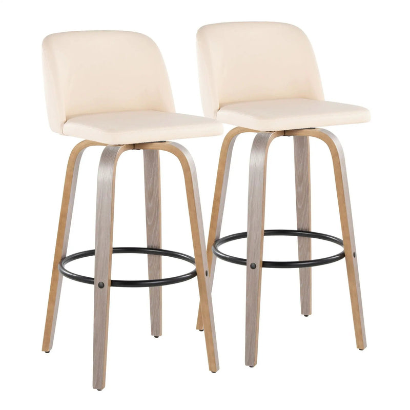 Toriano - Fixed Height Contemporary Barstool With Swivel With Round Footrest (Set of 2) by HouseOfZazla