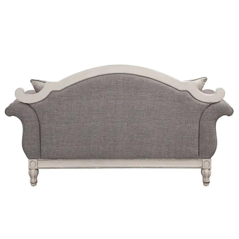 Florian - Loveseat With 3 Pillows - Gray Fabric & Antique White by Unique Piece Furniture