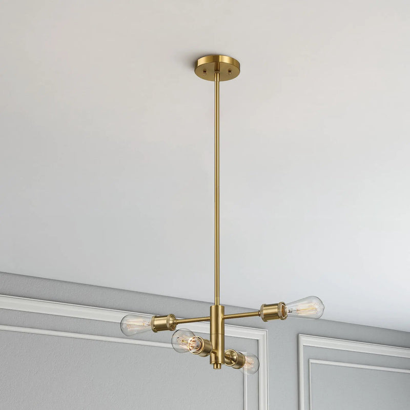 Trellis - 4 Lights Modern Gold Chandelier Vintage Pendant Fixture For Living Room - Clear / Gold by HouseOfZazla