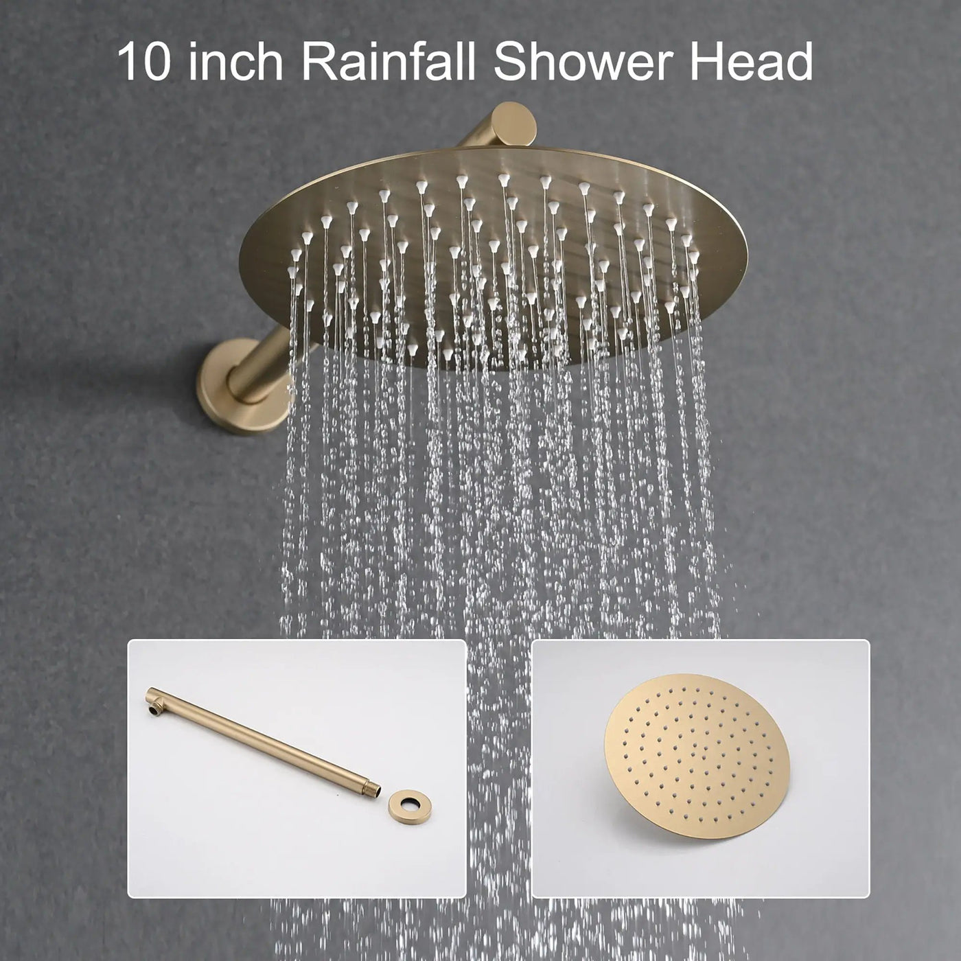 Wall Mounted Shower Set With High Pressure 10" Rain Shower Head And 5 Function Handheld Shower Head by HouseOfZazla