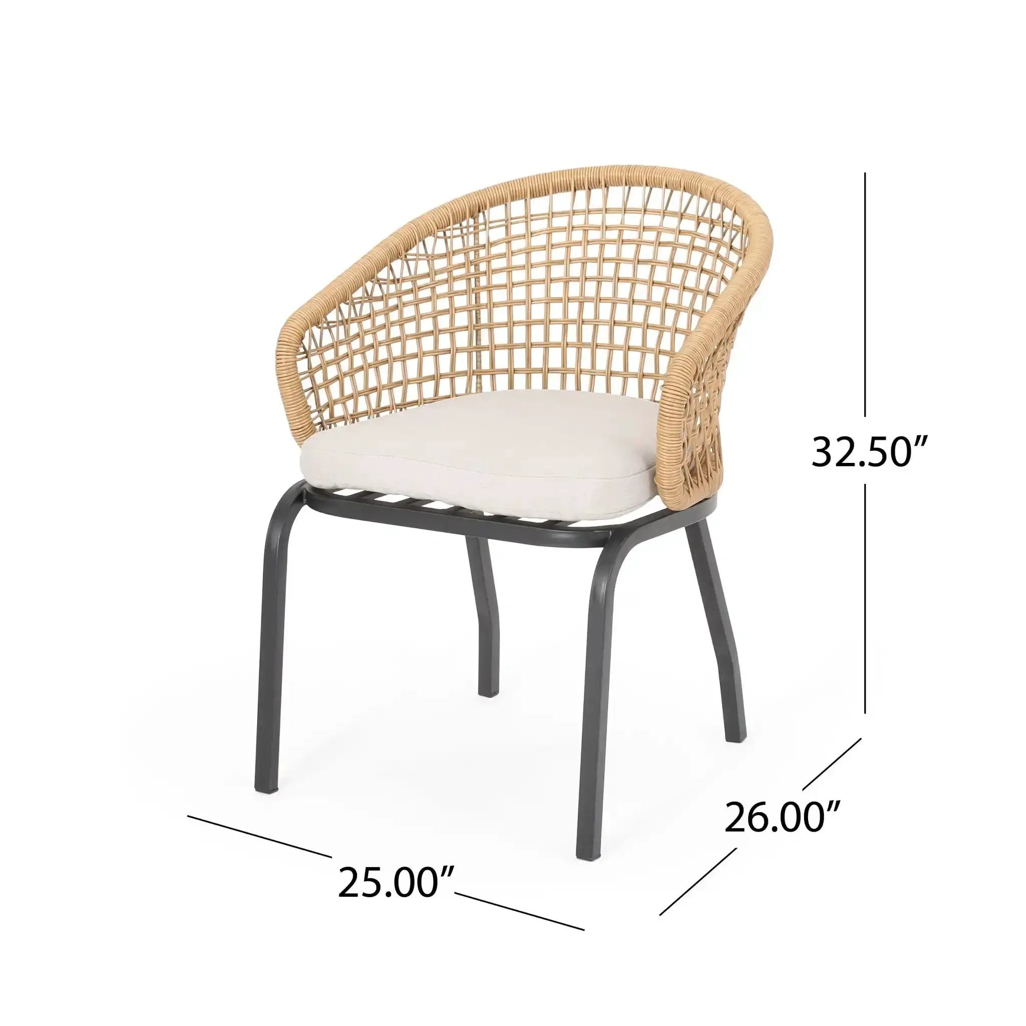 Outdoor Wicker Chair With Powder-Coated Iron Legs by HouseOfZazla