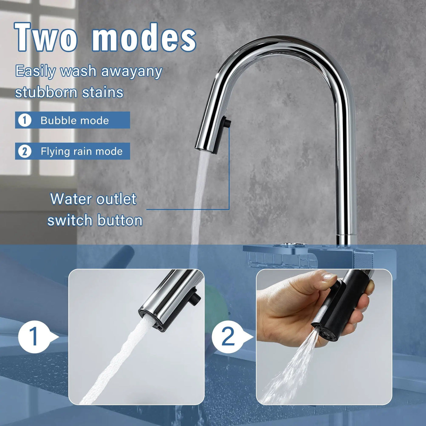 Cincosky - High Arc Pull Down Kitchen Faucet, Single Hole by HouseOfZazla