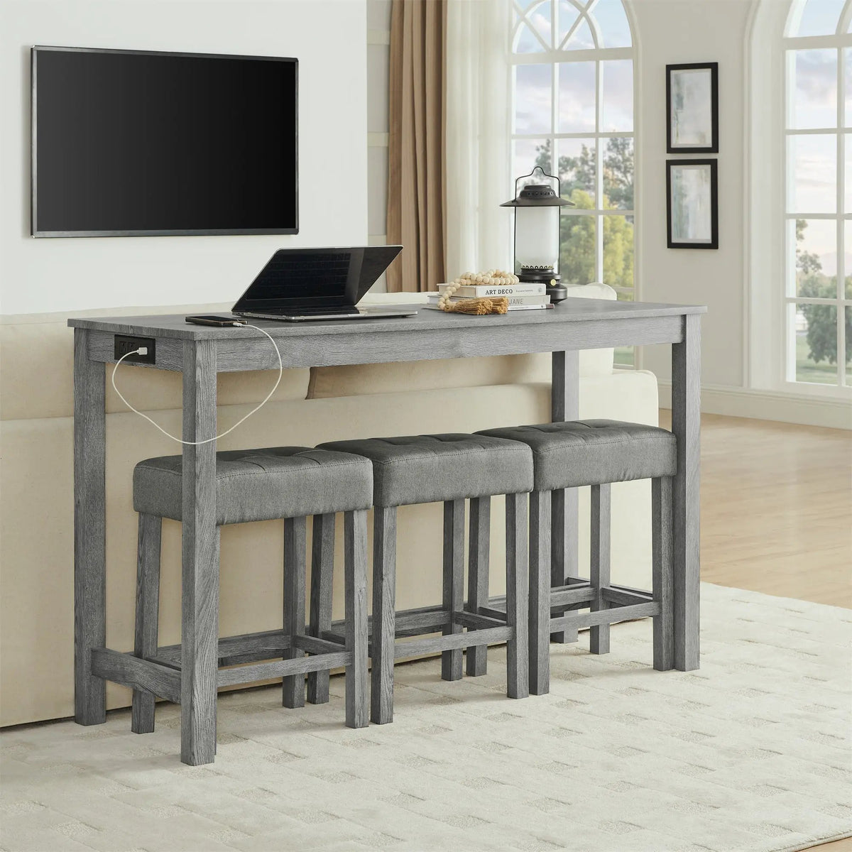 59 Inch Bar Table and Chair Set by HouseOfZazla