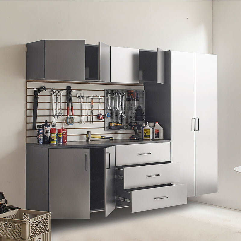 Astro Series - Garage Cabinet Set B With Soft Closing Drawers - Metallic Gray by HouseOfZazla