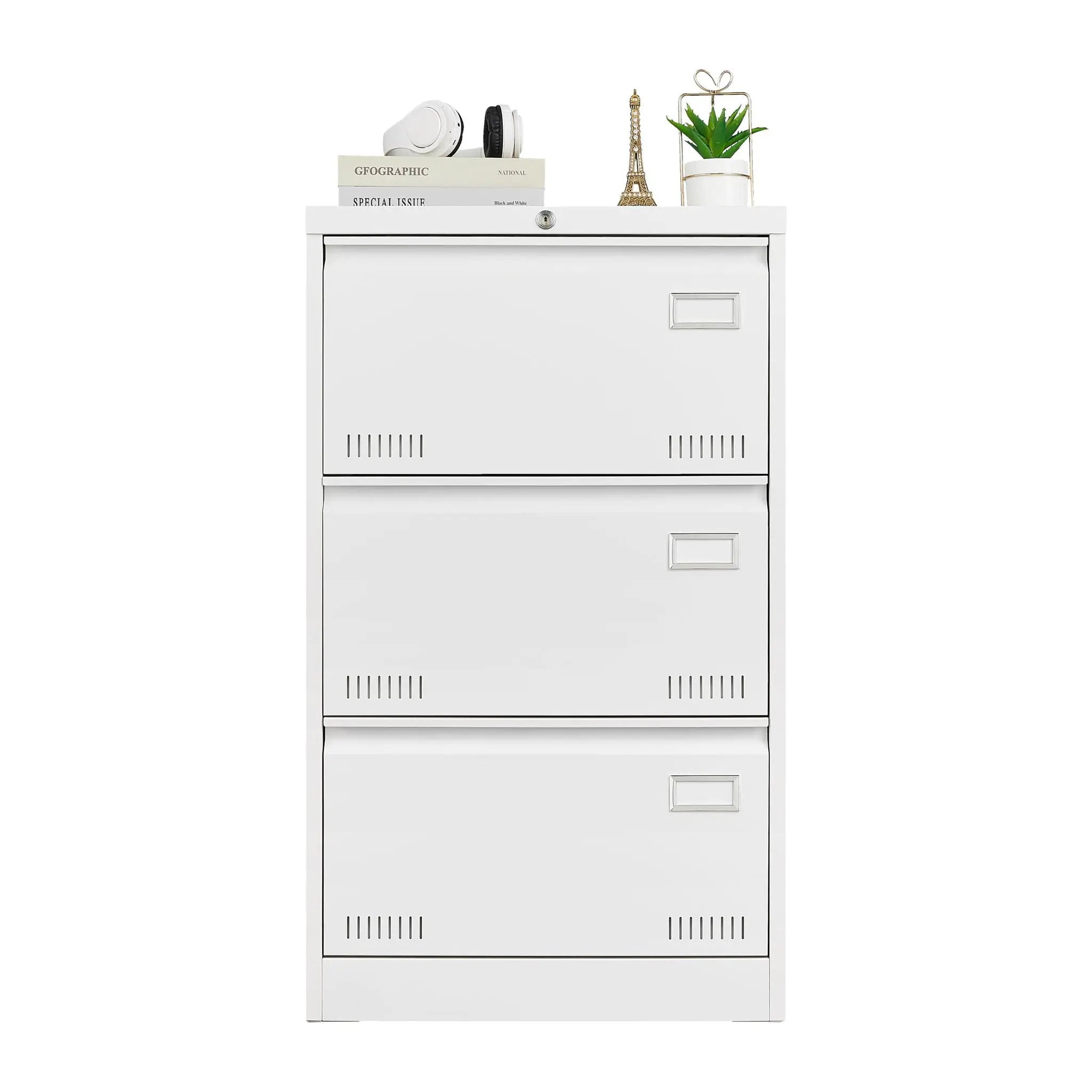 Filing Cabinet Lateral File Cabinet 3 Drawer, Locking Metal File Cabinets Three Drawer, Office Filing Cabinet With Lock Drawers For Home Office by Unique Piece Furniture