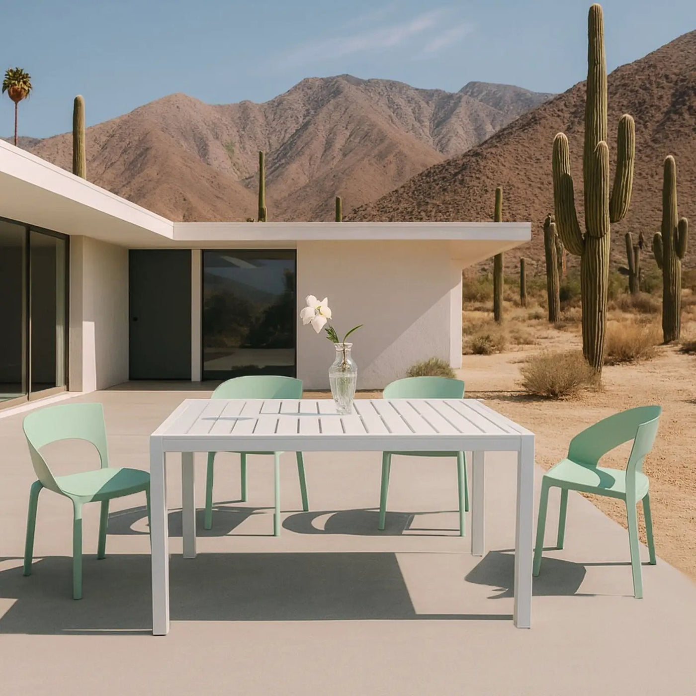 4 Piece Set Of Modern Designed Single Chairs With Long Table by Unique Piece Furniture