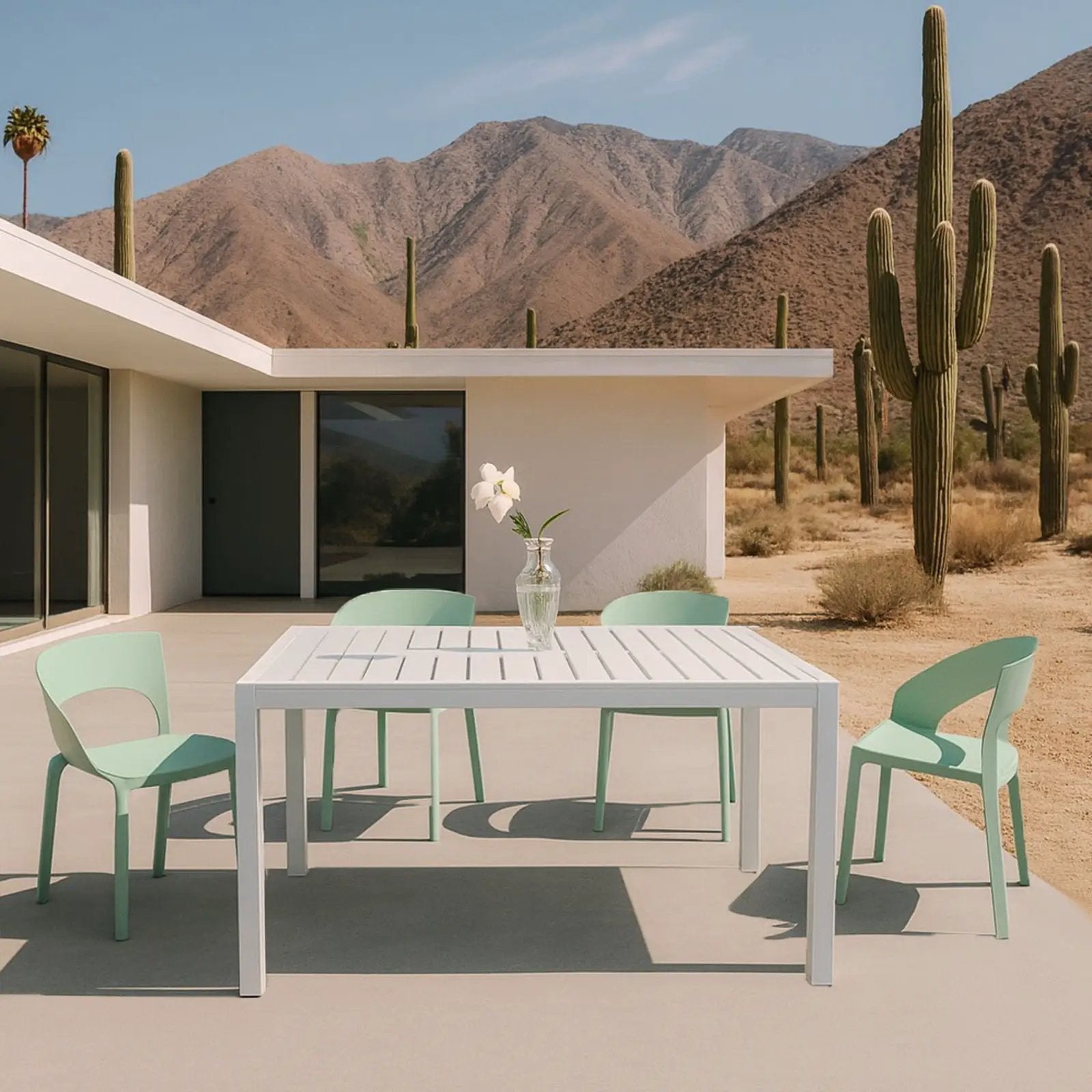 4 Piece Set Of Modern Designed Single Chairs With Long Table by Unique Piece Furniture