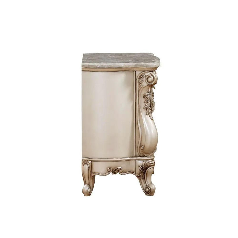 Gorsedd - Nightstand With Marble Top - Marble Top & Golden Ivory by Unique Piece Furniture