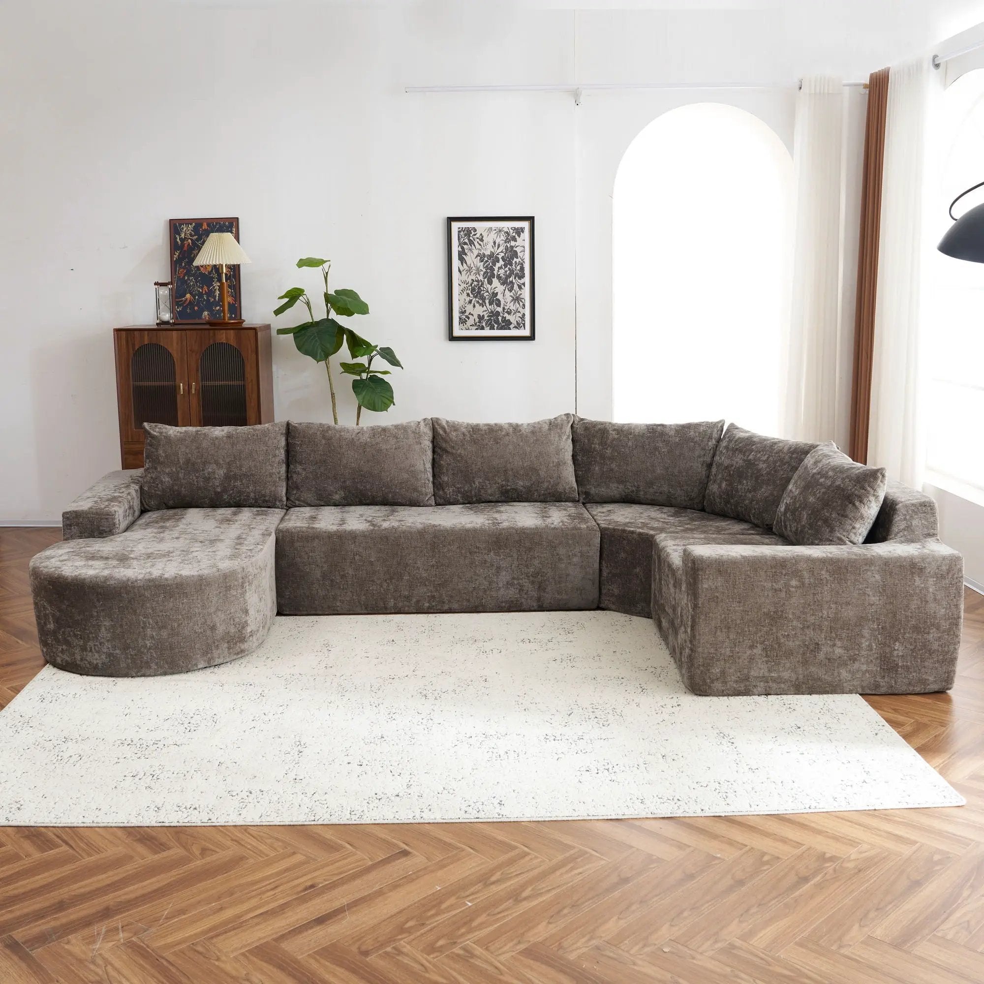 U-Shaped Oversized Modular Cloud Sectional Sofa With Deep Seat For Living Room by HouseOfZazla