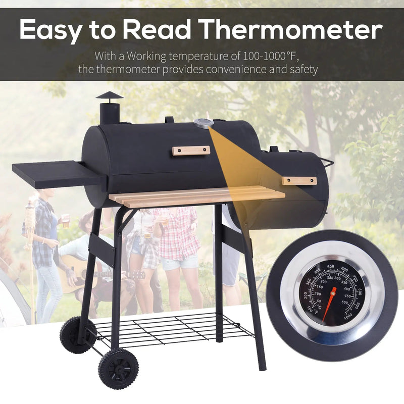 Outsunny 48' Steel Portable Backyard Charcoal BBQ Grill and Offset Smoker Combo by HouseOfZazla