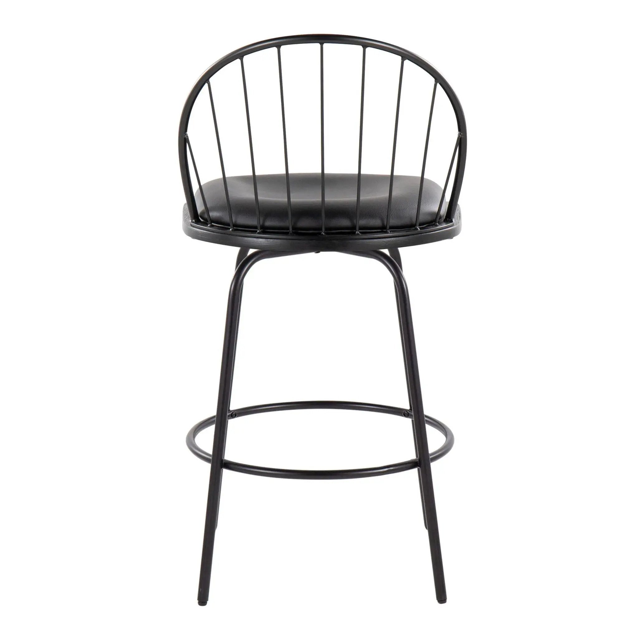 Riley - Claire Farmhouse Fixed Height Counter Stool With Swivel With Round Footrest (Set of 2) by HouseOfZazla
