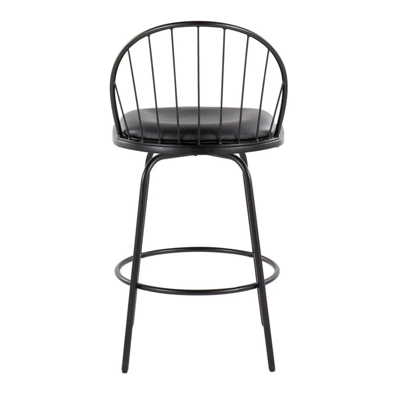 Riley - Claire Farmhouse Fixed Height Counter Stool With Swivel With Round Footrest (Set of 2) by HouseOfZazla