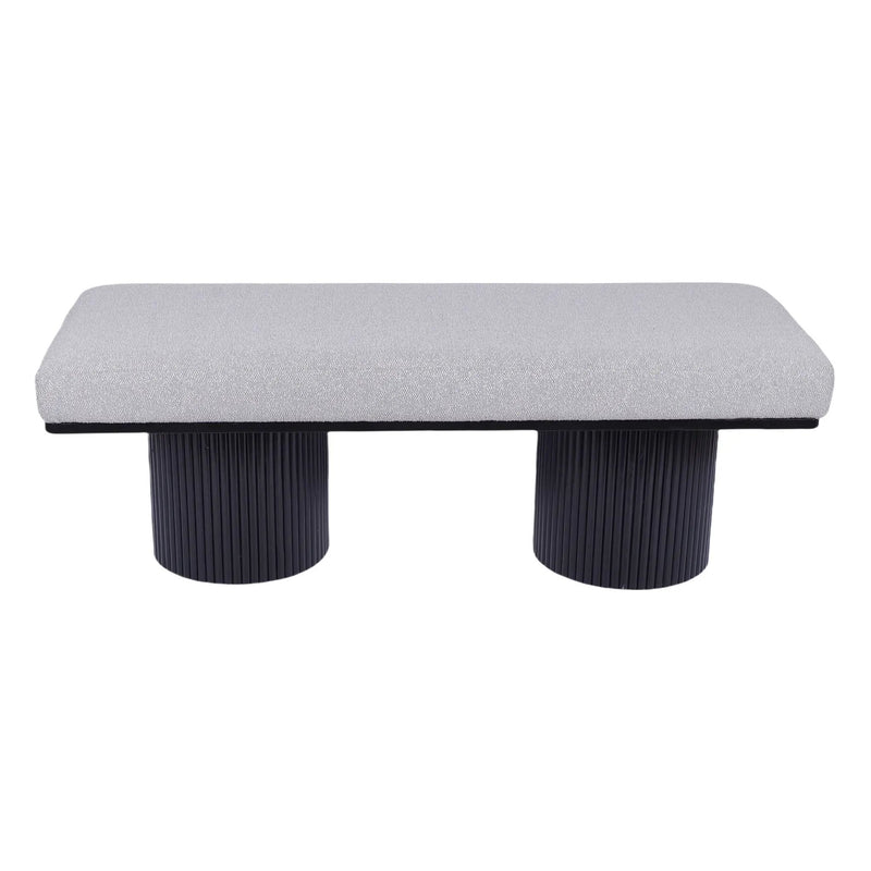 Upholstered Bench With Black Chunky Legs Boucle Contemporary Style Bed-End Bench For Bedroom Living Room - Light Gray by HouseOfZazla