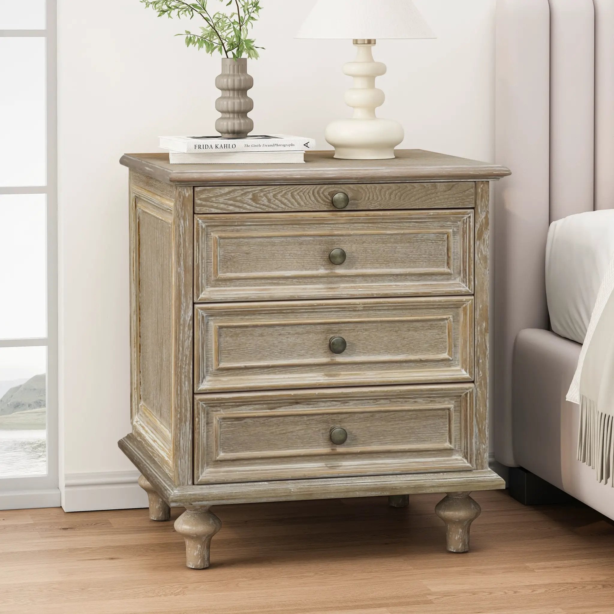 Farmhouse Nightstands with 4 Drawers and Pull-Out Shelf by HouseOfZazla
