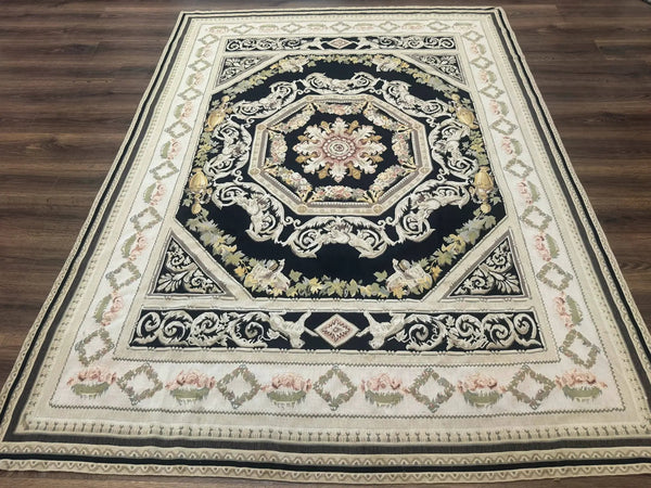 Aubusson Rug 6x8, European Design, Lion Pictorials, Black, photo 2 of 13