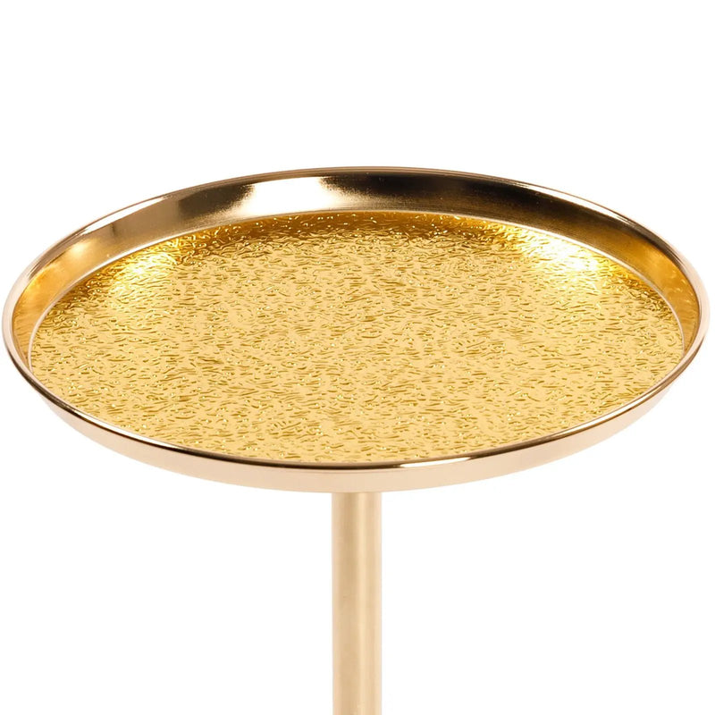 Adjustable Pedestal Side Table For Living Room - Gold / Black by HouseOfZazla