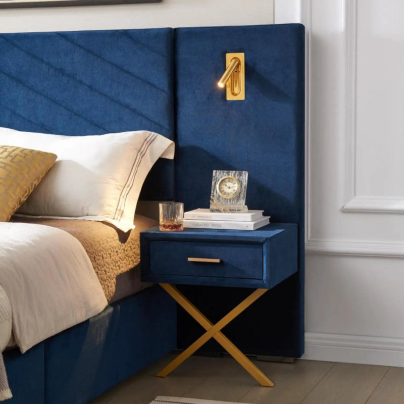 Comfortable Upholstered Bed With Vertical Channel Tufted Wingback Headboard