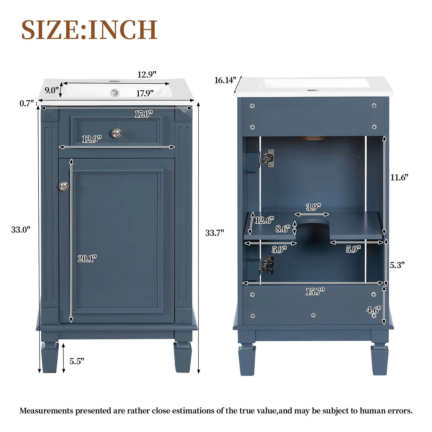 Bathroom Vanity With Sink, Soft-Closing Door, Adjustable Shelf by Unique Piece Furniture