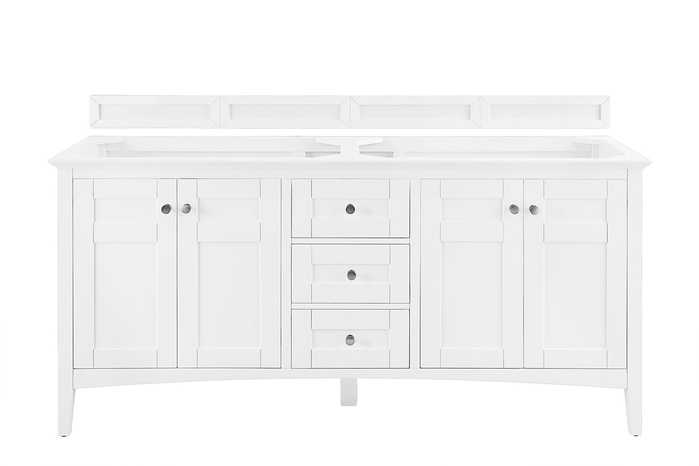 James Martin Palisades 72" Double Bathroom Vanity, Bright White, cabinet without a countertop