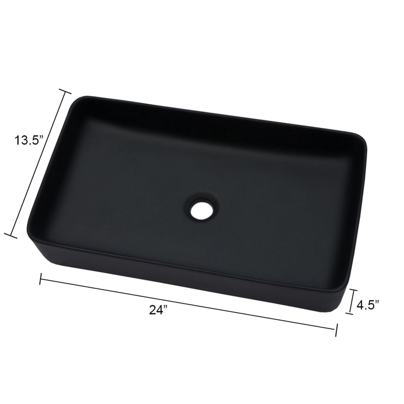 Modern Ceramic Rectangular Bathroom Vessel Sink With European Design by HouseOfZazla