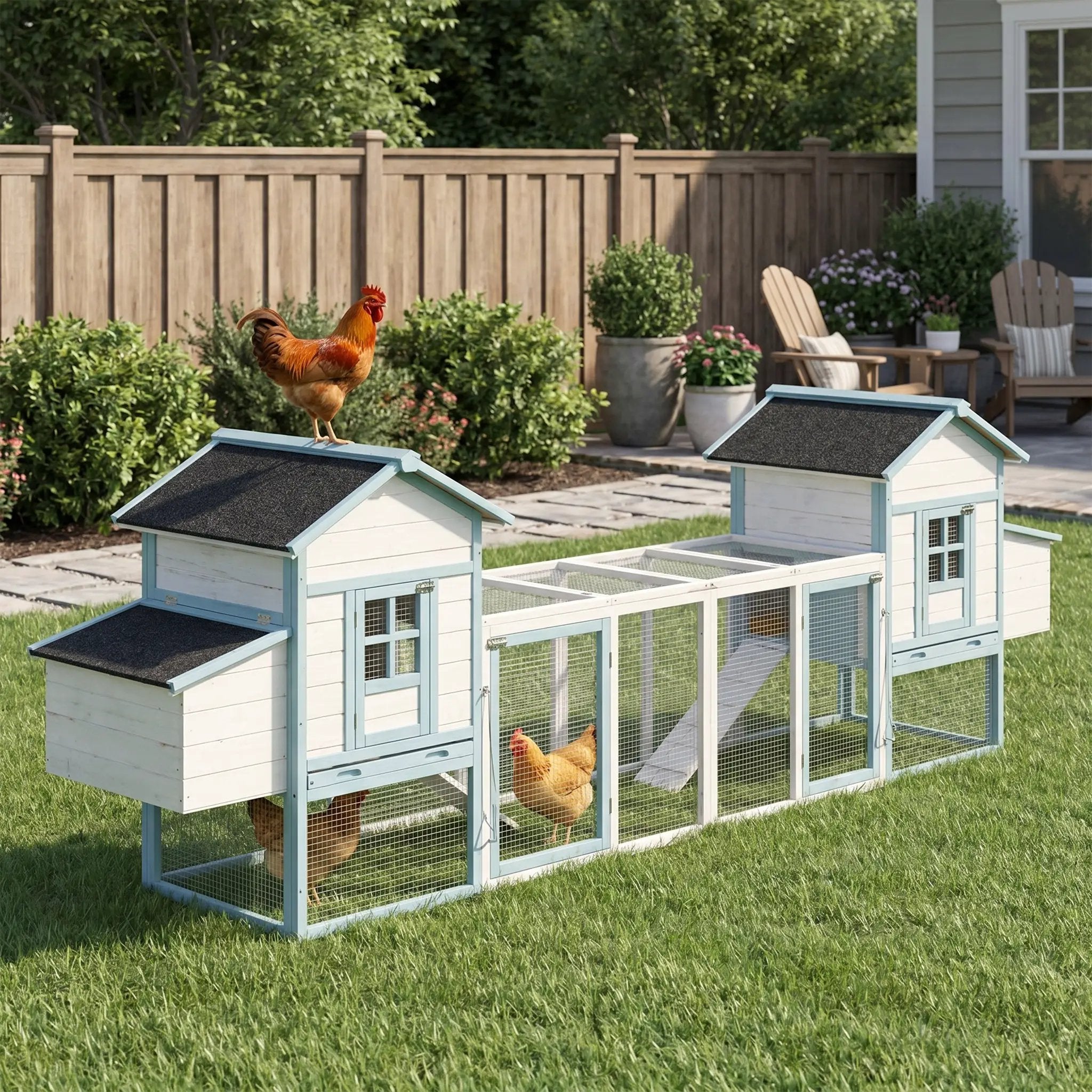 Large Wooden Chicken Coop with Double Nesting Boxes by HouseOfZazla