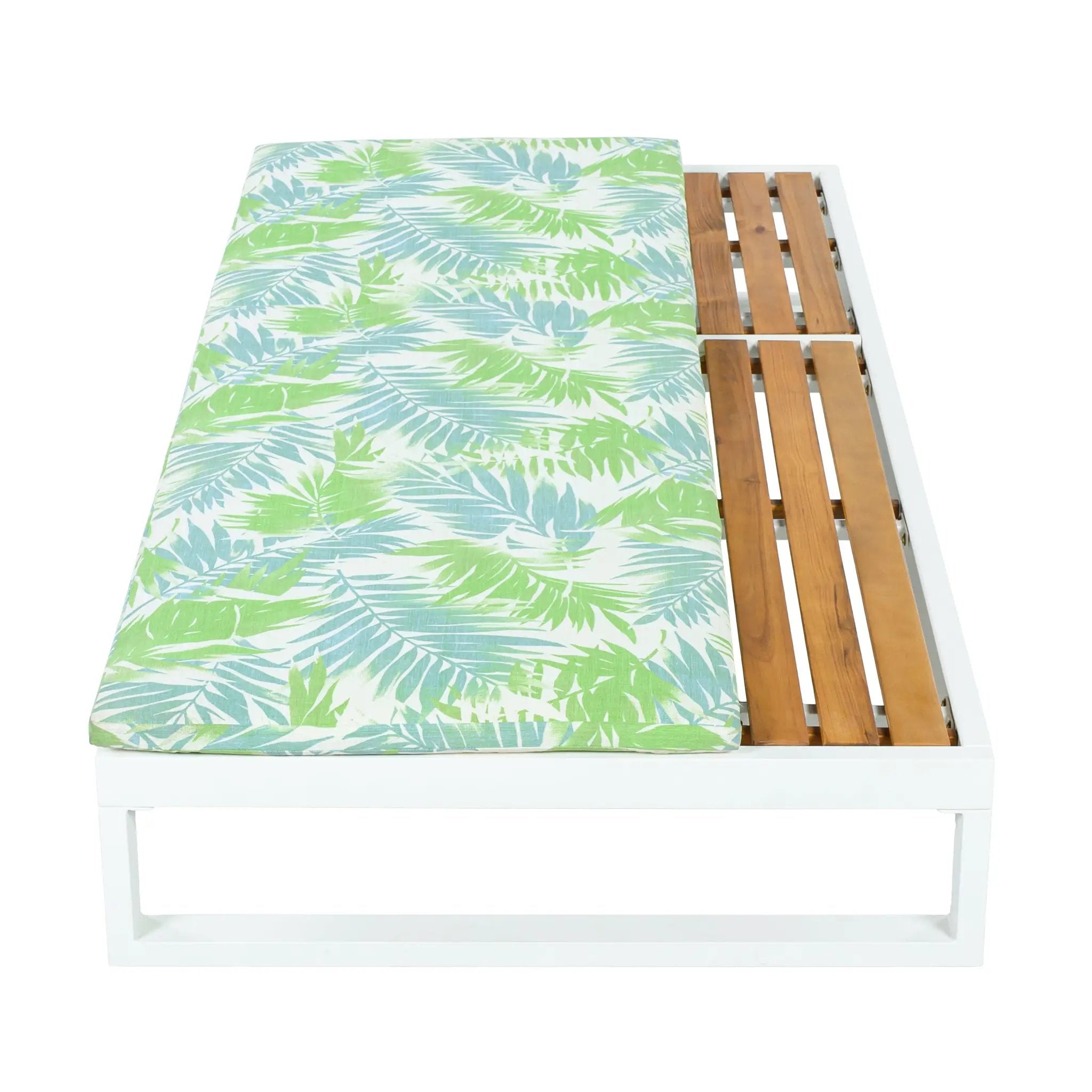 White Iron & Teak Finish Chaise Lounge Set by HouseOfZazla