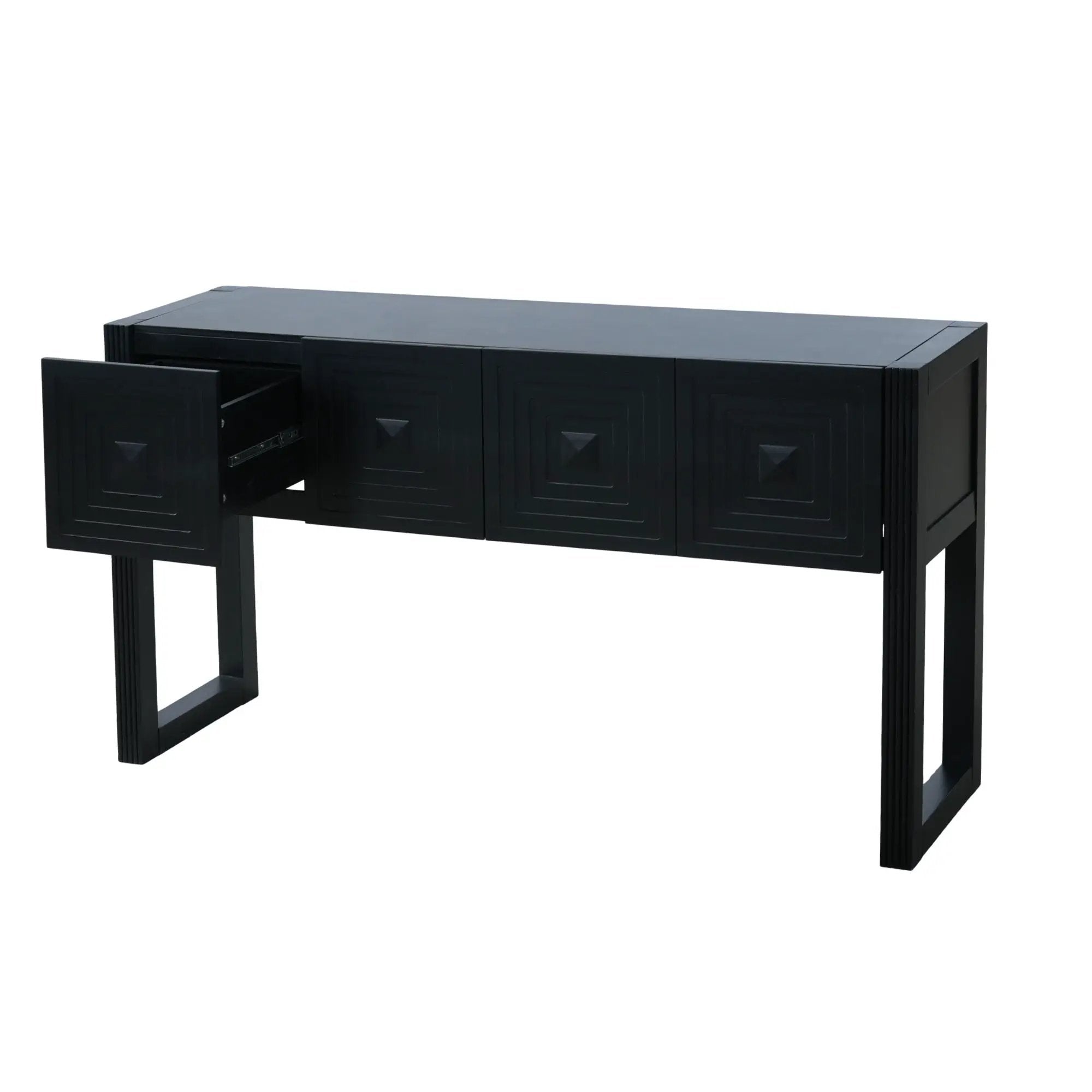 Geometric Carved Console Table With 3 Soft Close Drawers by HouseOfZazla