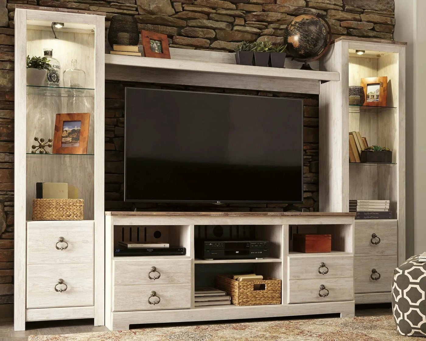 Willowton - Entertainment Center With Fireplace Option by Unique Piece Furniture