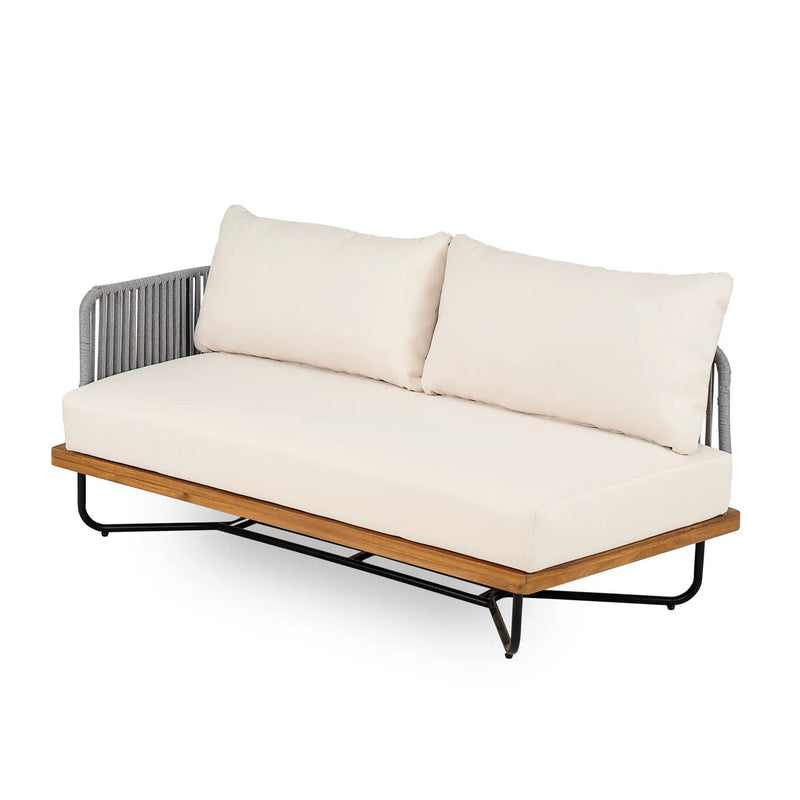 Lucca Outdoor Acacia Wood Rope Woven Sofa Sectional Set by HouseOfZazla