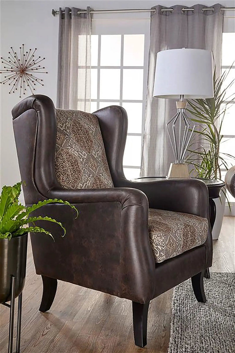 Elmbrook Upholstered Wingback Accent Club Chair Brown by Unique Piece Furniture