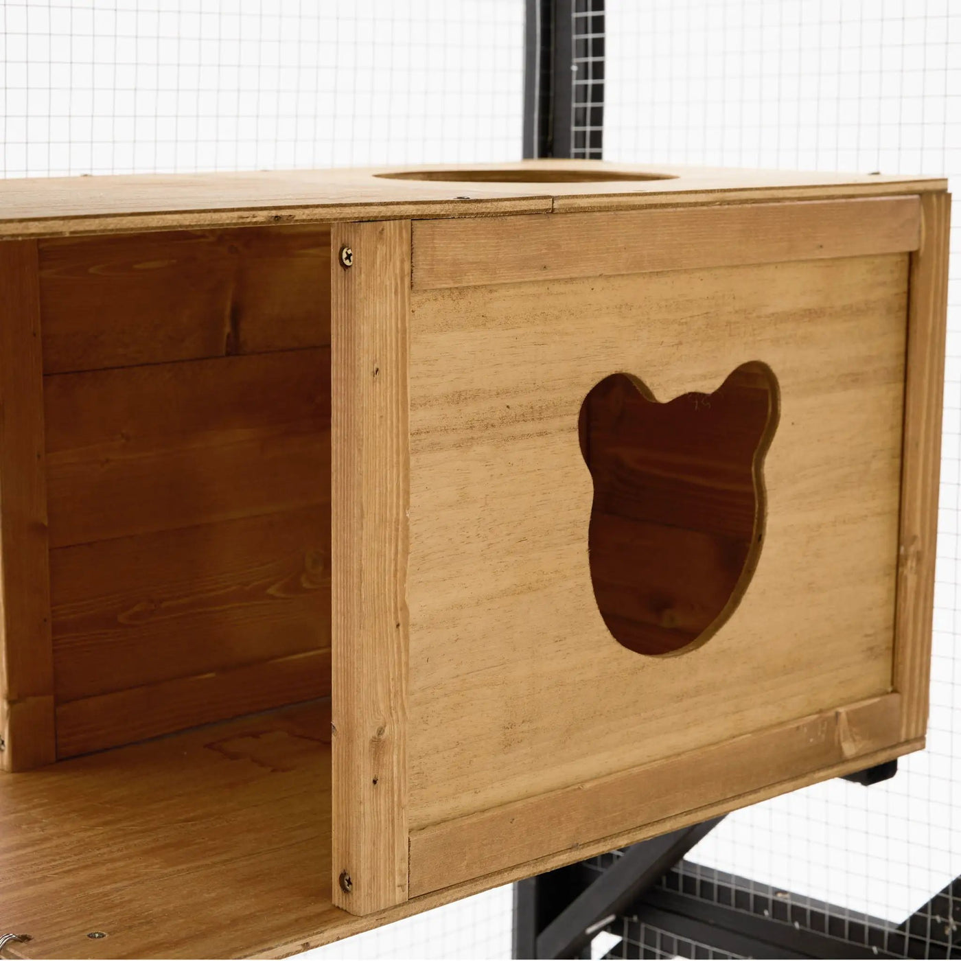 Outdoor Cat Enclosure With Sleeping Houses, Jumping Platforms, Scratching Post by HouseOfZazla
